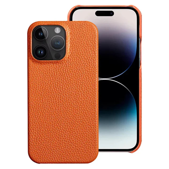 Orange leather textured phone case for iPhone, Rovelli homepage product image