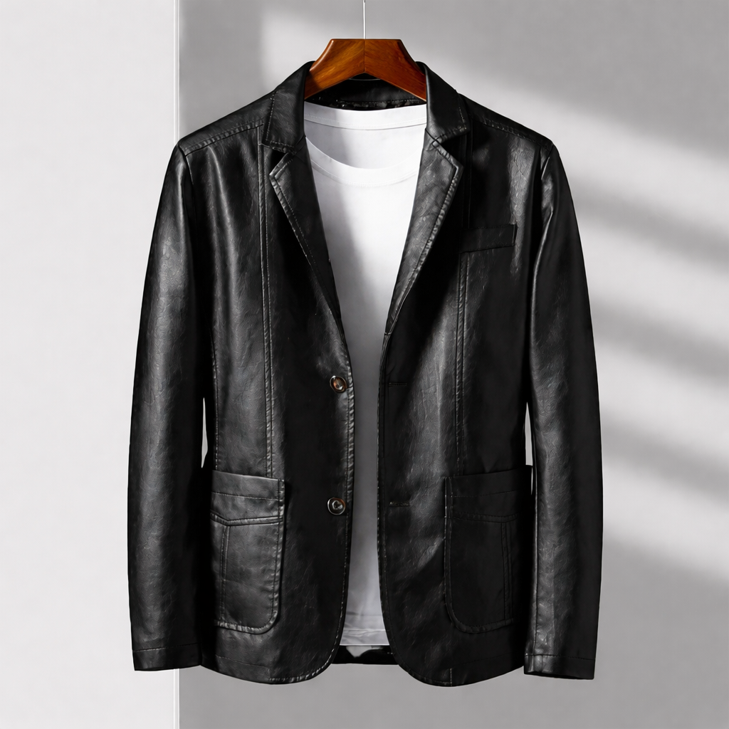 Emilio Tailored Leather Blazer Jacket
