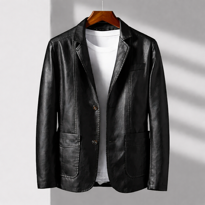 Emilio Tailored Leather Blazer Jacket