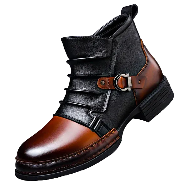 Stefano Leather Rugged Ankle Boots