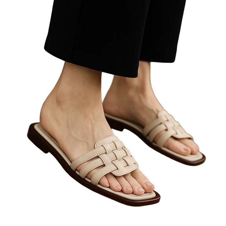Calabrio Woven Leather Slide Sandals