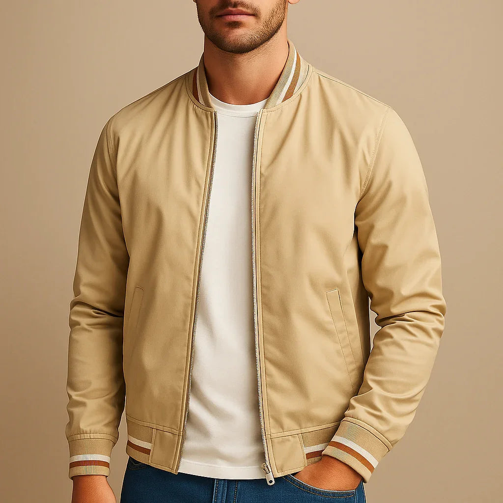 Portofino Classic Striped-Trim Bomber Jacket