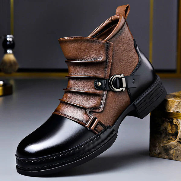 Stefano Leather Rugged Ankle Boots