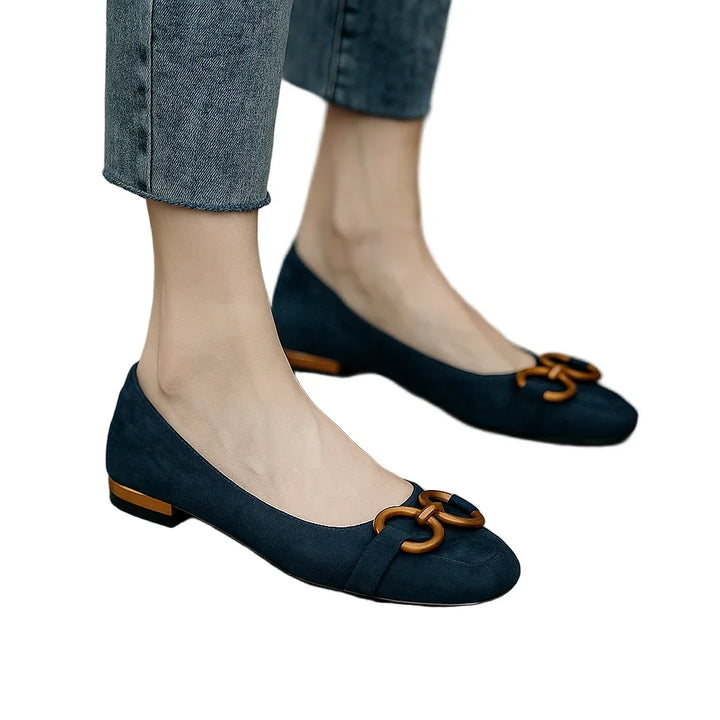Bellini Suede Chain-Buckle Shoes