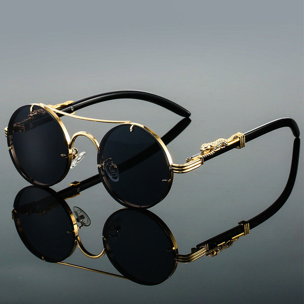 Claudio Bold Round Steampunk Sunglasses
