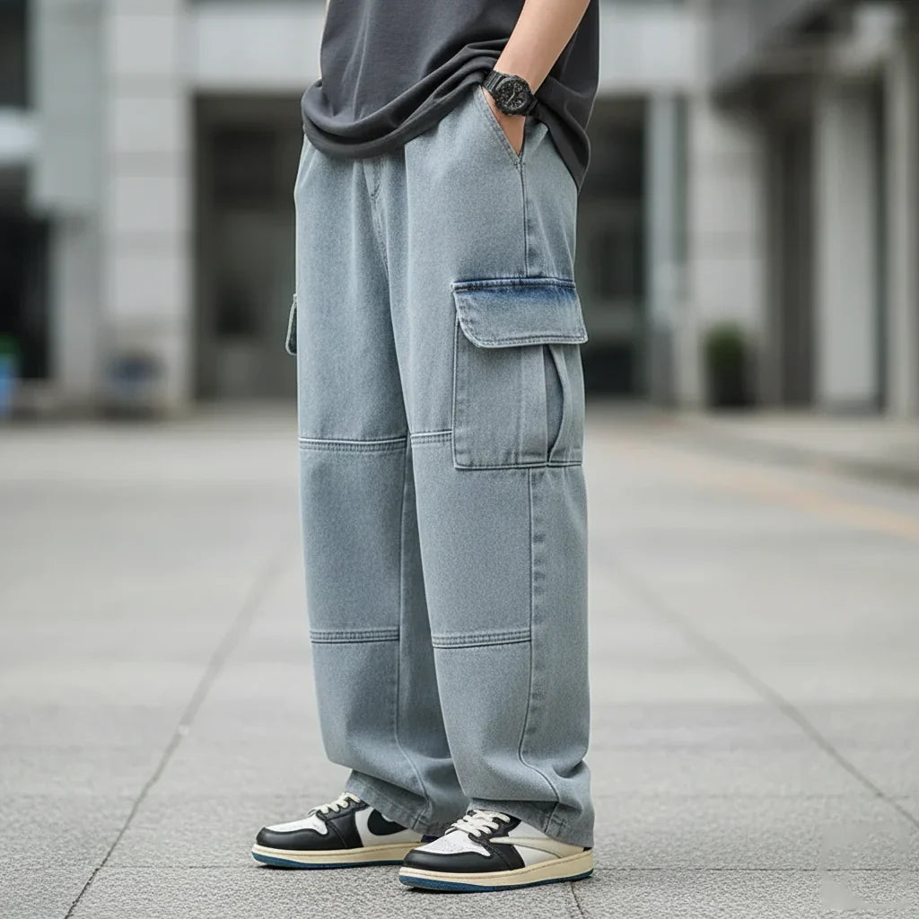 Washed Wide Denim Pants