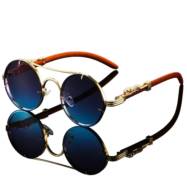 Claudio Bold Round Steampunk Sunglasses