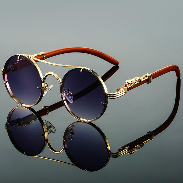 Claudio Bold Round Steampunk Sunglasses