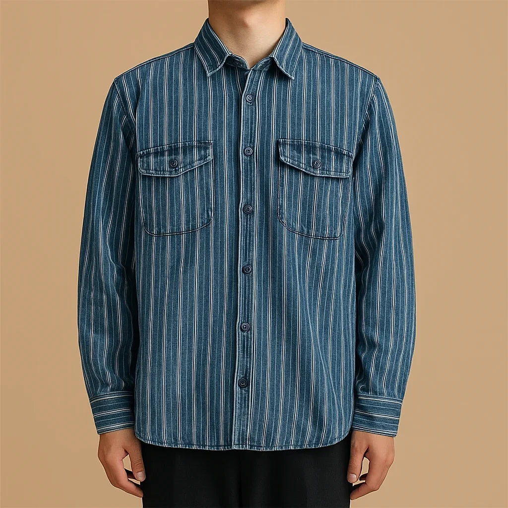 Ironwash Striped Denim Overshirt
