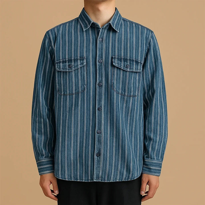 Ironwash Striped Denim Overshirt