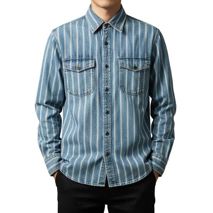 Ironwash Striped Denim Overshirt