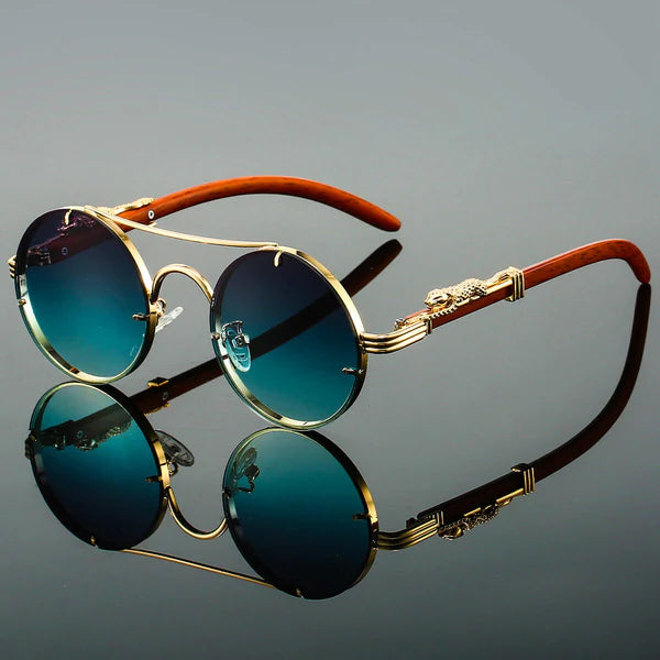 Claudio Bold Round Steampunk Sunglasses