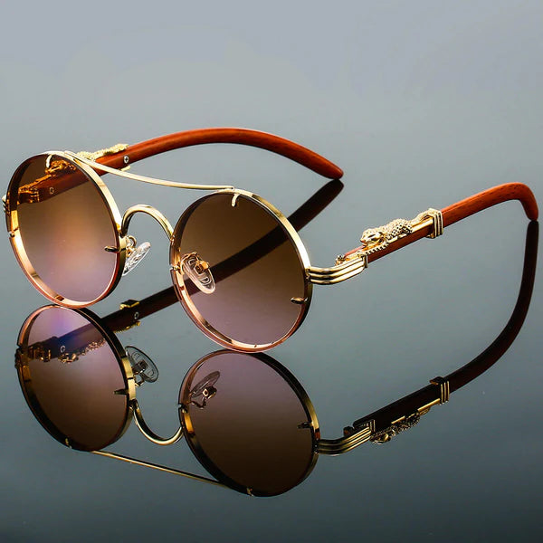 Claudio Bold Round Steampunk Sunglasses