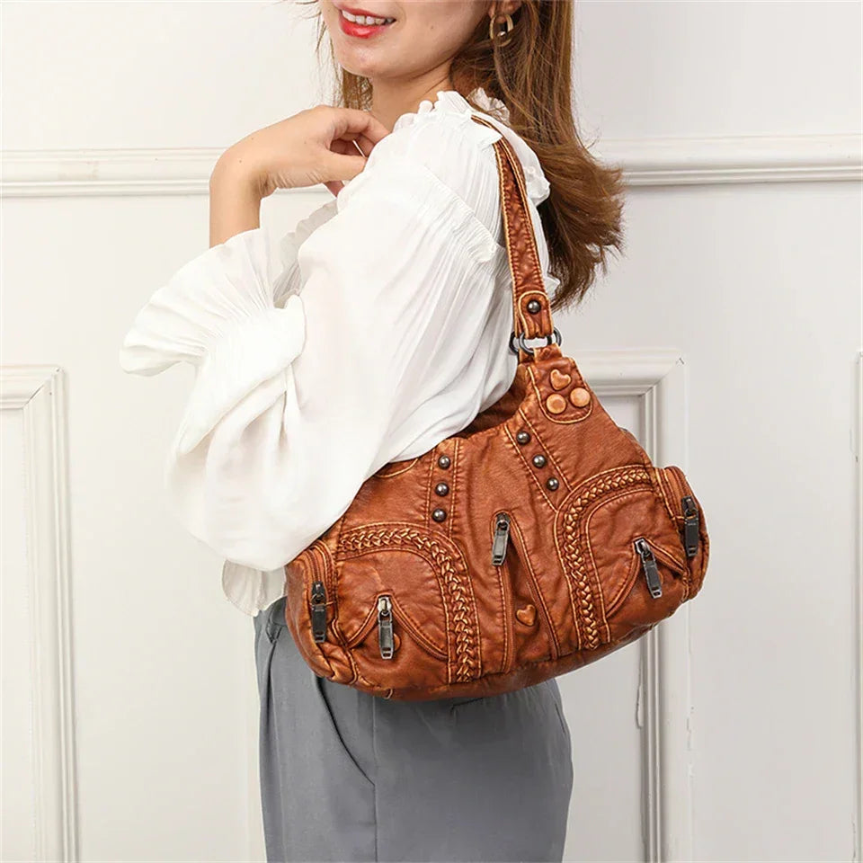 Denton Woven Leather Shoulder Bag