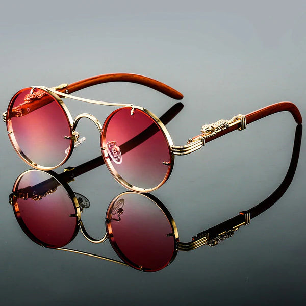 Claudio Bold Round Steampunk Sunglasses