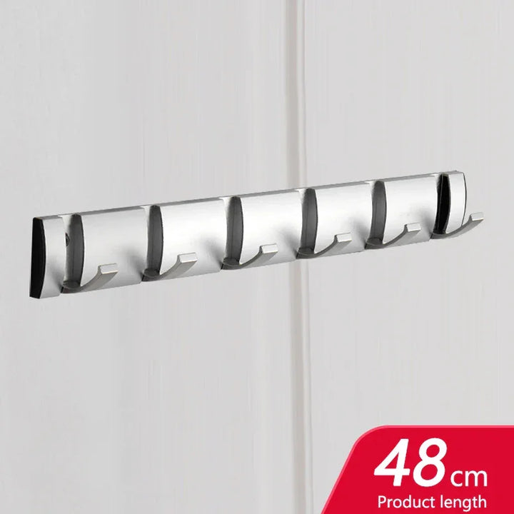 Rovelli wall-mounted stainless steel coat rack with six hooks, 48cm length