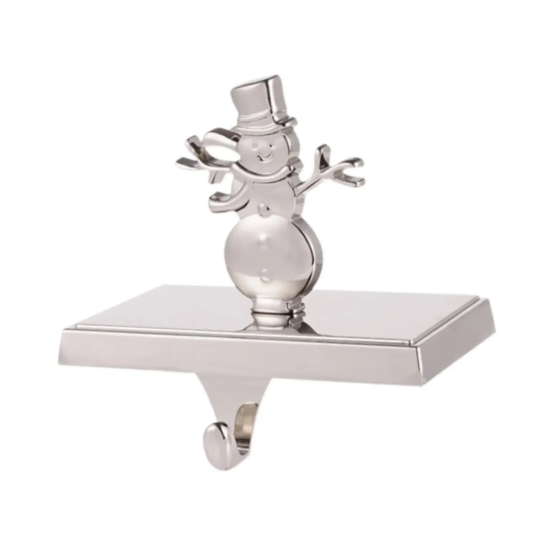 Silver snowman stocking holder with top hat, Rovelli holiday home decor