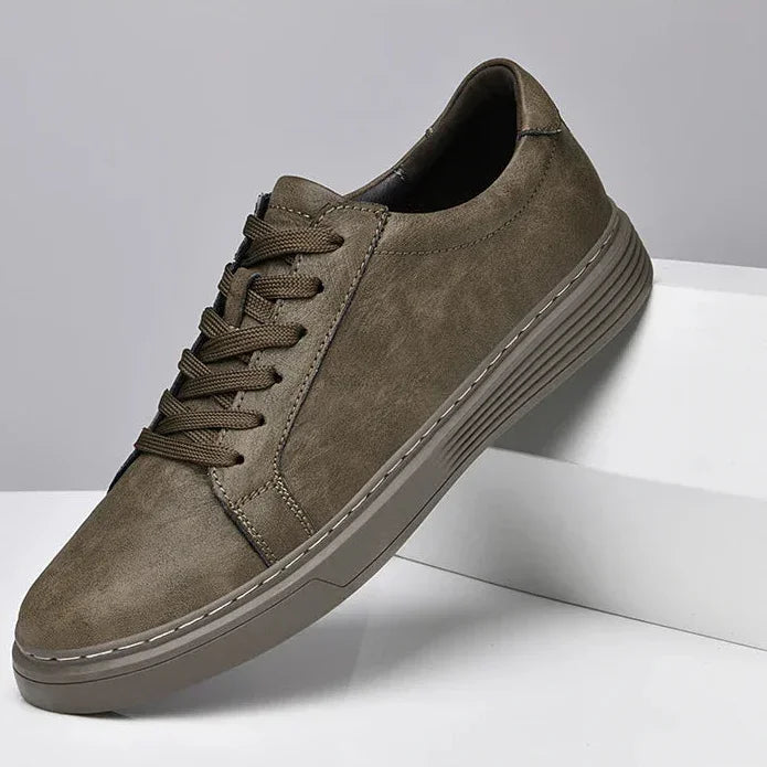 Rovelli brown casual sneaker with laces on white background