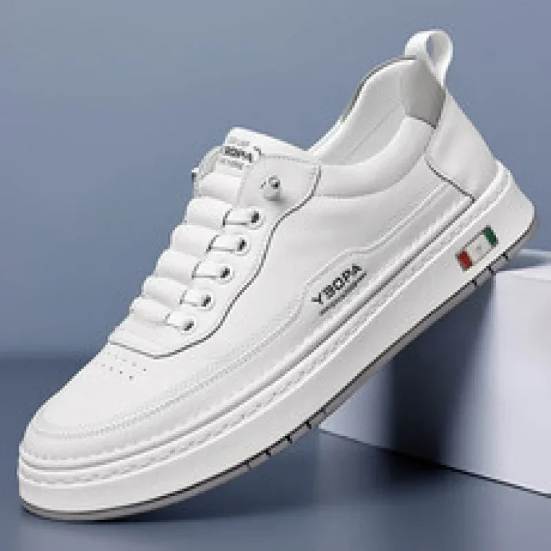 Rovelli white leather sneaker with YBORIA branding and Italian flag detail on sole