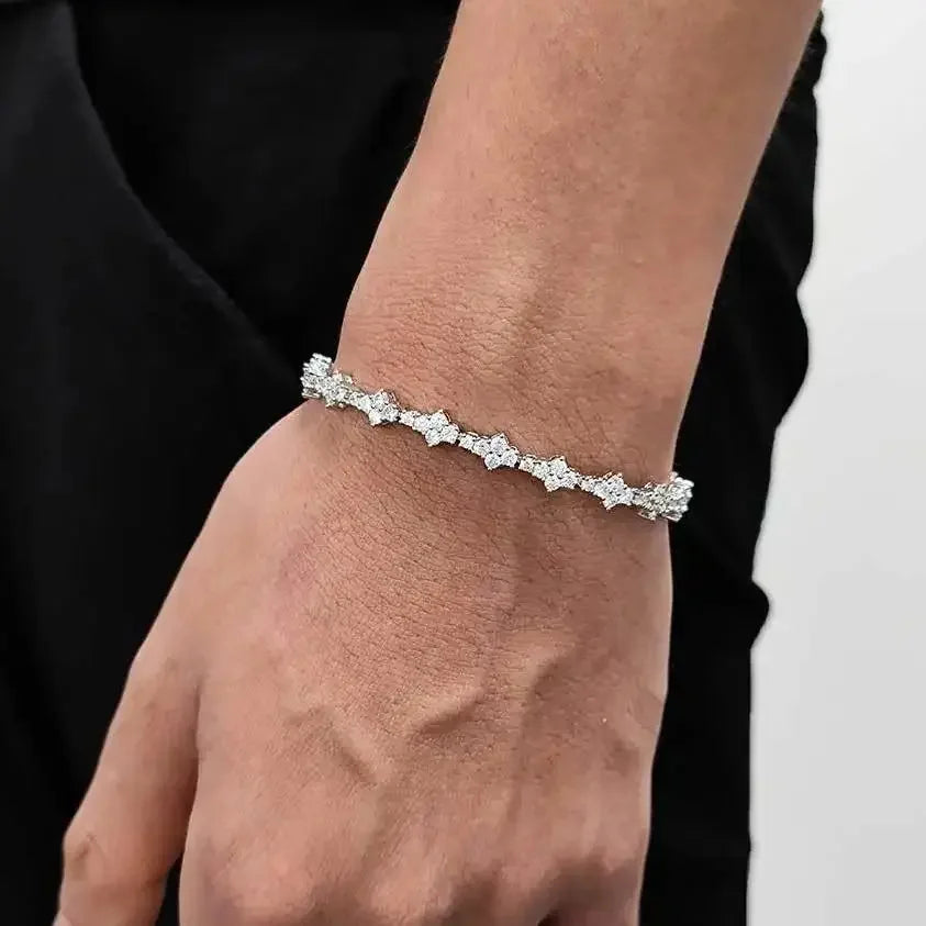 Rovelli diamond tennis bracelet on wrist, elegant jewelry accessory, close-up view
