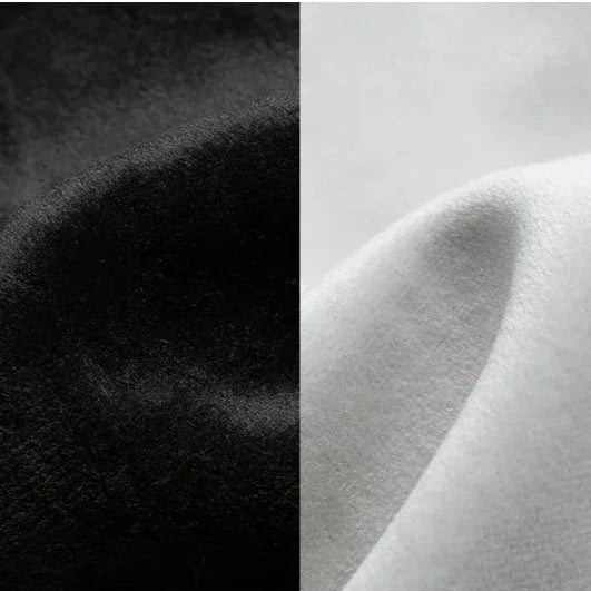 Close-up of soft black and white fabric texture, Rovelli premium textile material