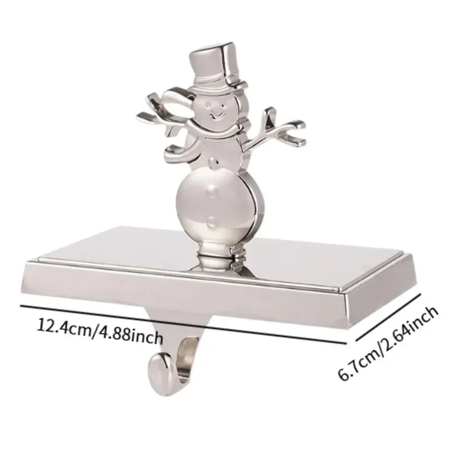 Rovelli silver snowman Christmas stocking holder with hook, 12.4cm by 6.7cm size