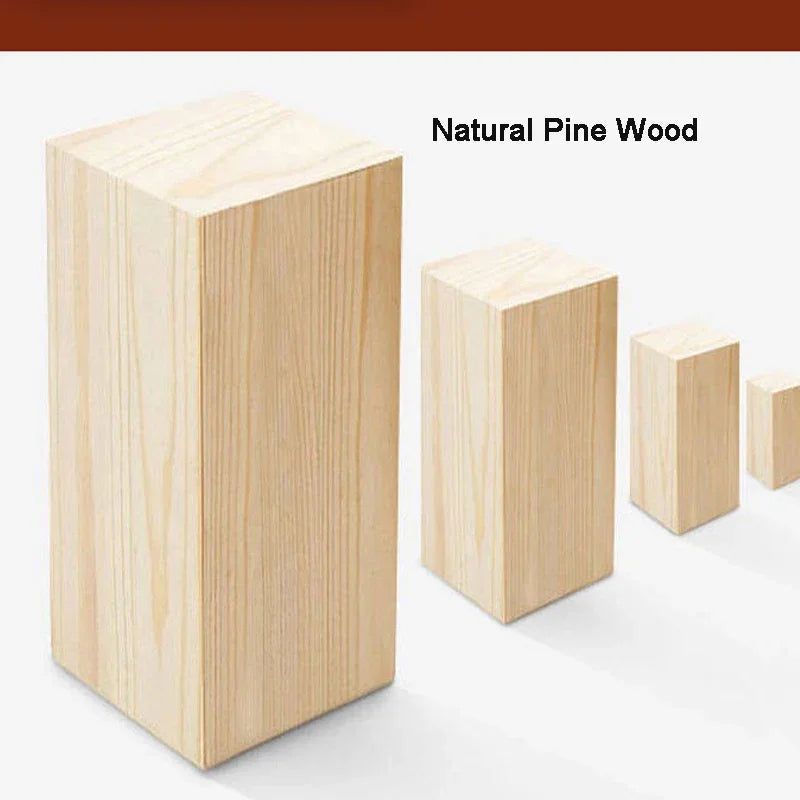 Rovelli natural pine wood blocks in various sizes on a white background