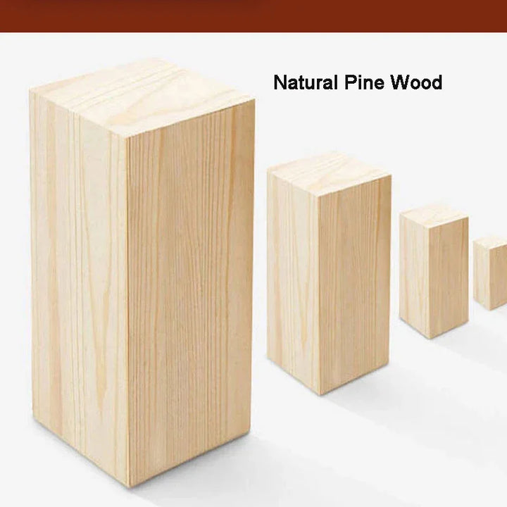 Rovelli natural pine wood blocks in various sizes on a white background