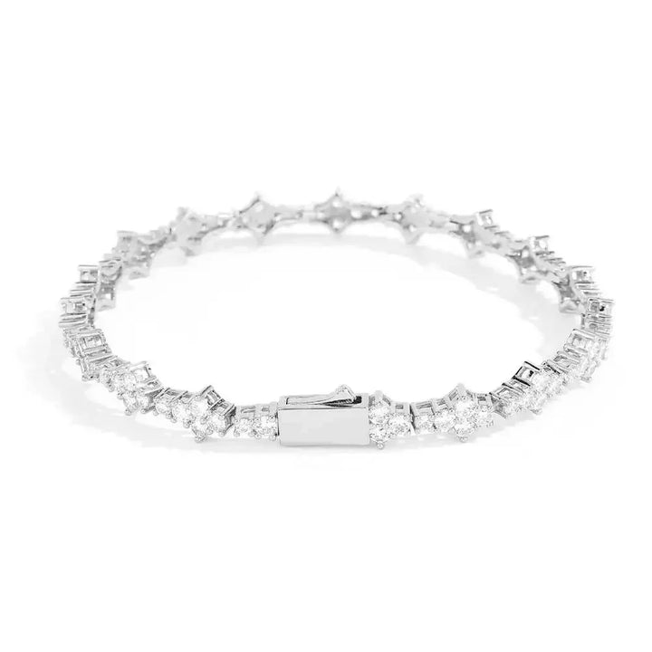 Rovelli diamond tennis bracelet with white gold setting on white background