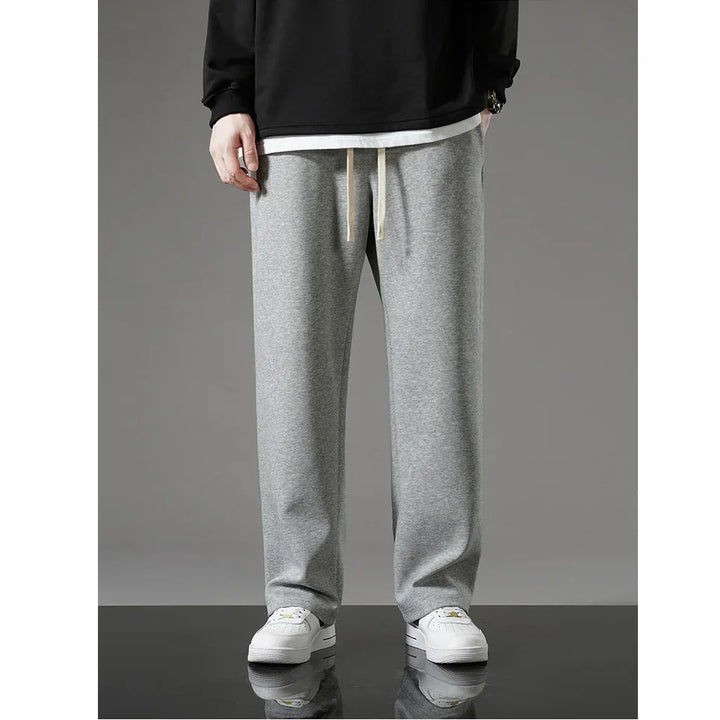 Rovelli gray sweatpants with drawstring, casual outfit and white sneakers