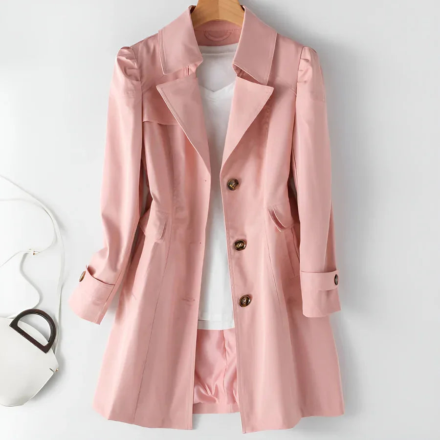 Rovelli pink women's blazer with white inner shirt on hanger, stylish modern fashion