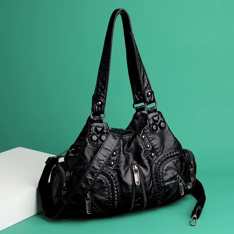 Denton Woven Leather Shoulder Bag