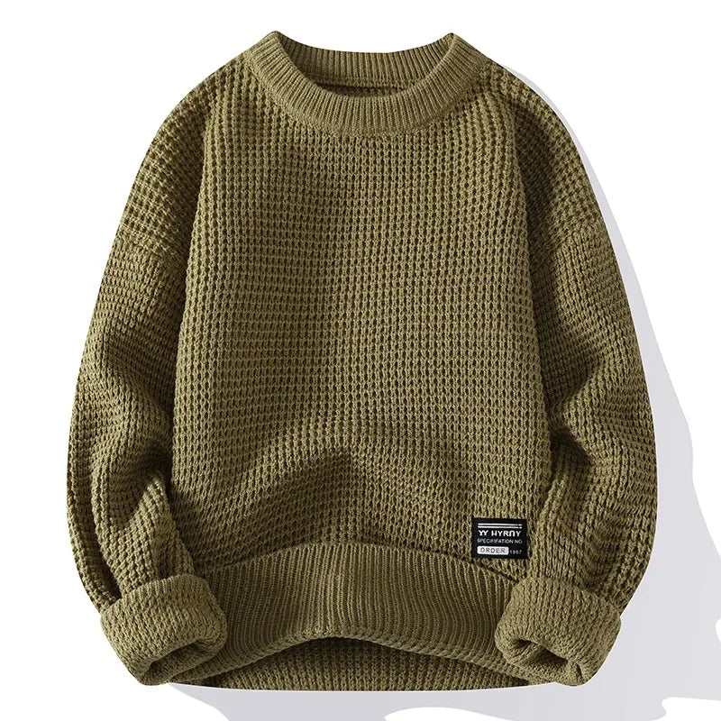 Oska Relaxed Waffle-Knit Crewneck Sweatshirt
