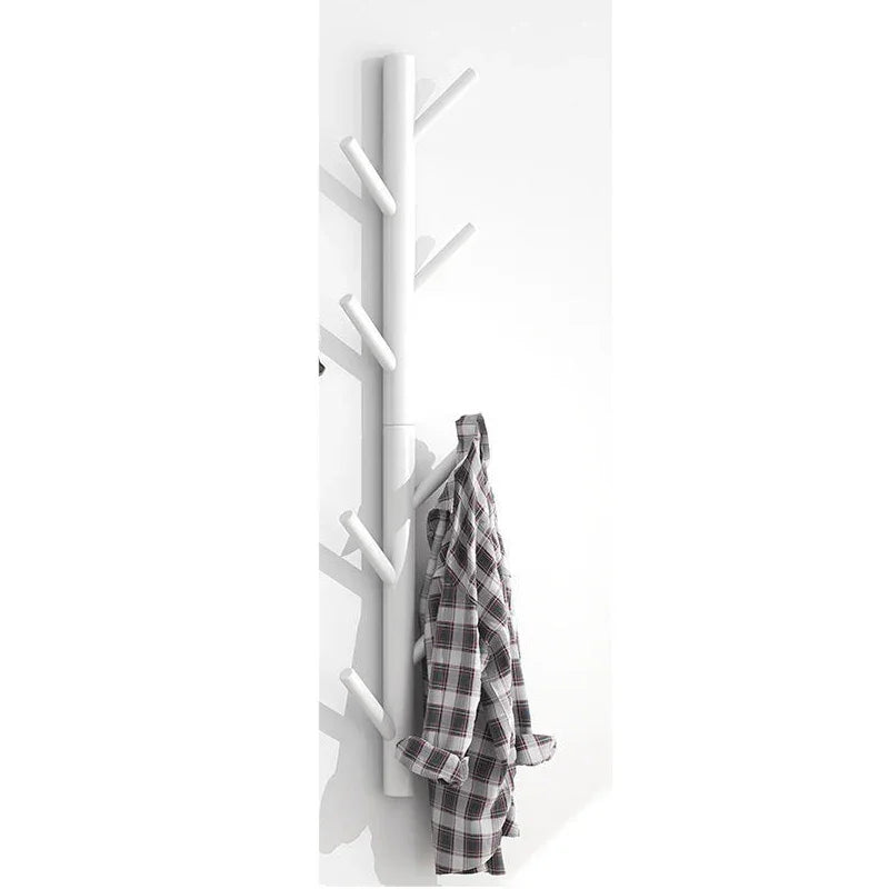 Modern white wall-mounted coat rack with a plaid shirt on it, Rovelli home decor