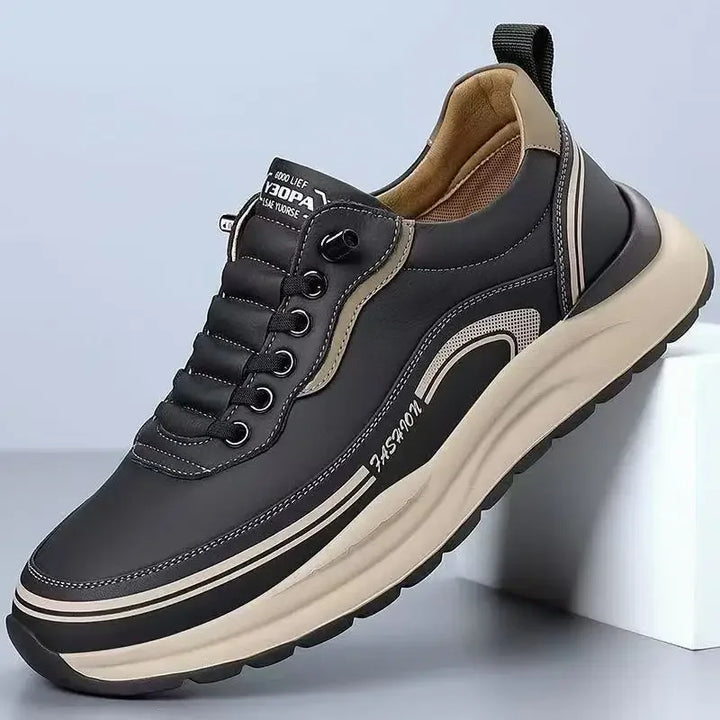 Rovelli black and beige men's casual sneaker with chunky sole on minimalist background