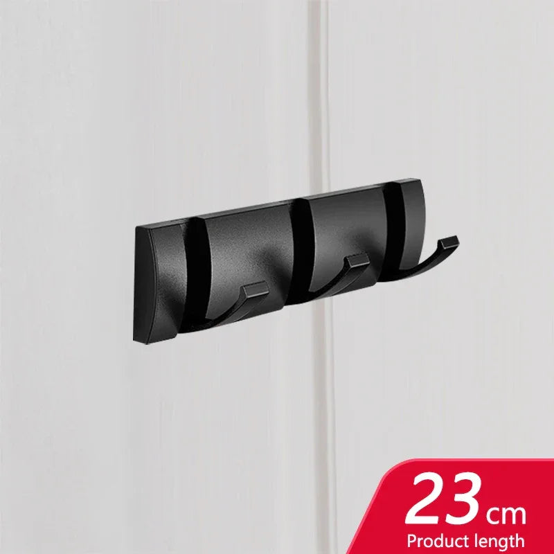 Rovelli black wall-mounted hook rack with three hooks, 23 cm length, on white background