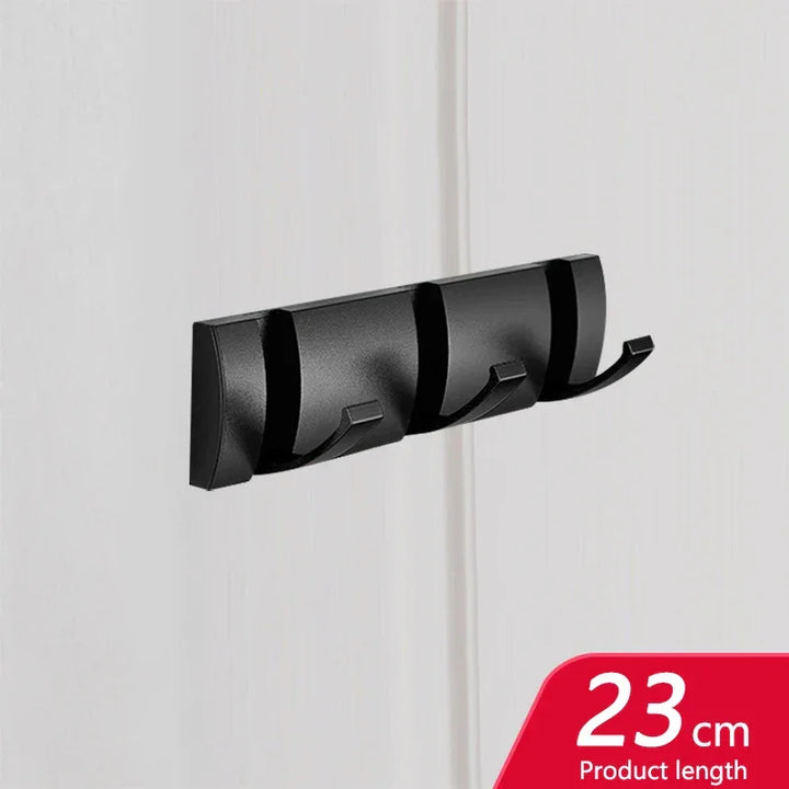 Rovelli black wall-mounted hook rack with three hooks, 23 cm length, on white background