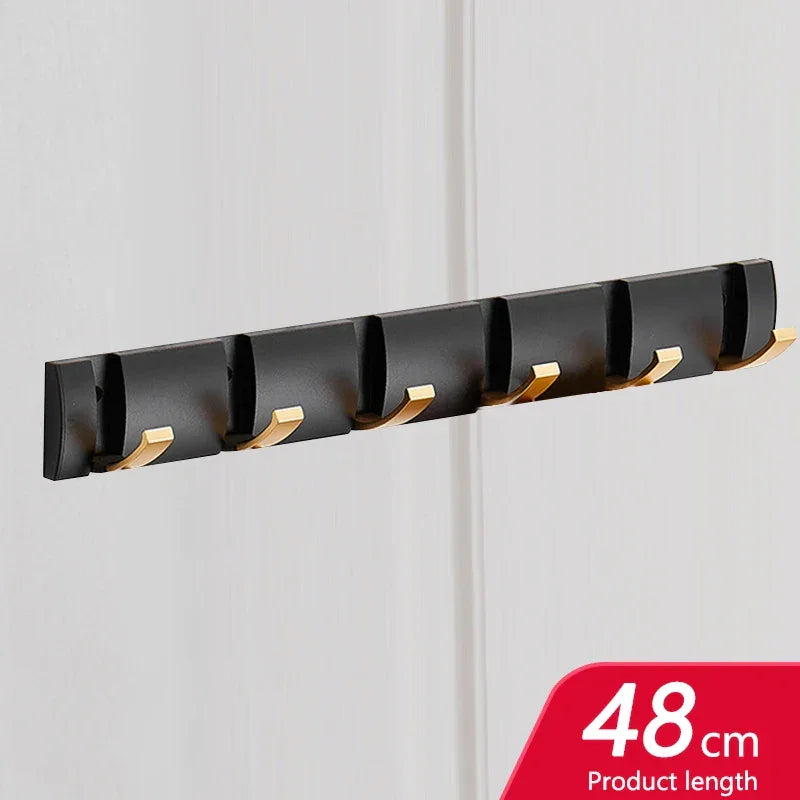 Rovelli black wall-mounted coat hook rack with gold hooks, 48 cm length, modern design