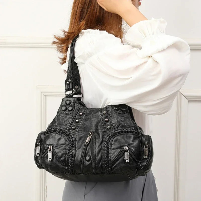Denton Woven Leather Shoulder Bag