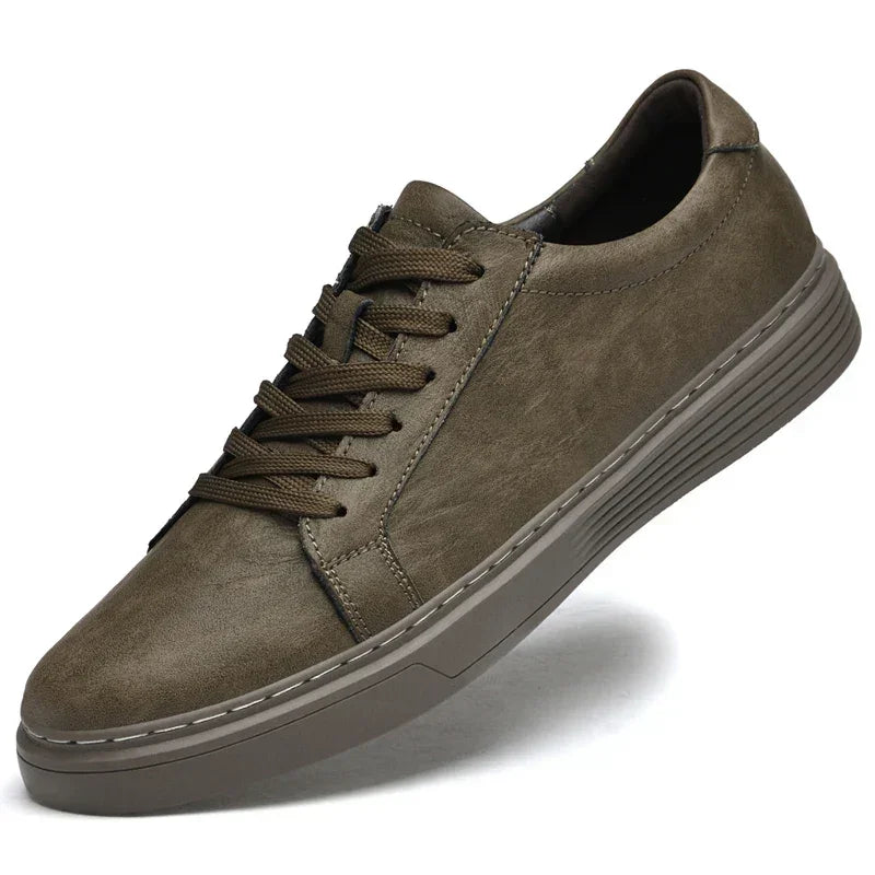 Rovelli olive green casual men's sneaker with lace-up design and textured sole