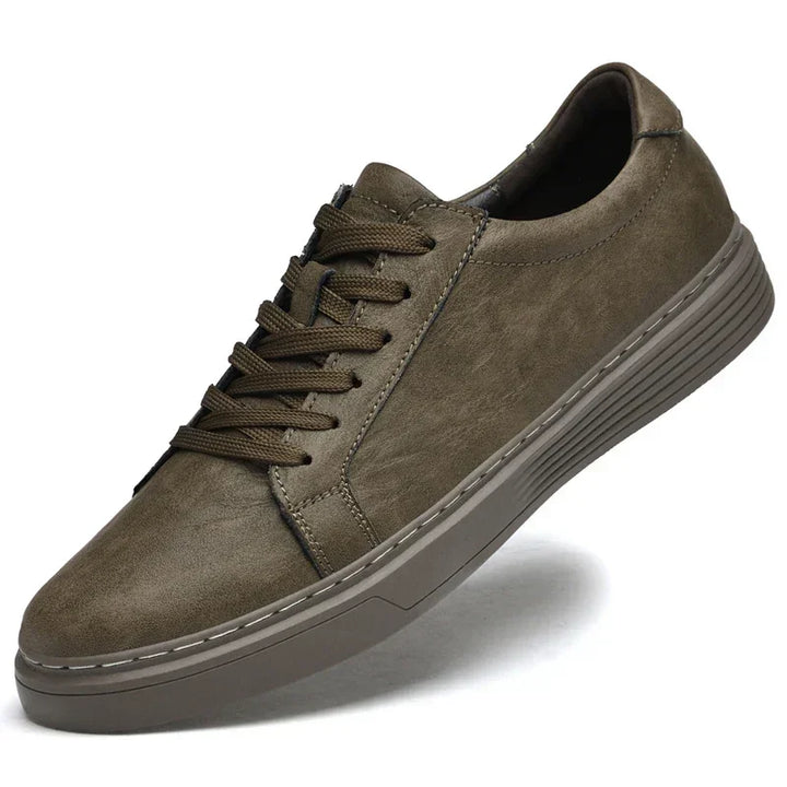 Rovelli olive green casual men's sneaker with lace-up design and textured sole