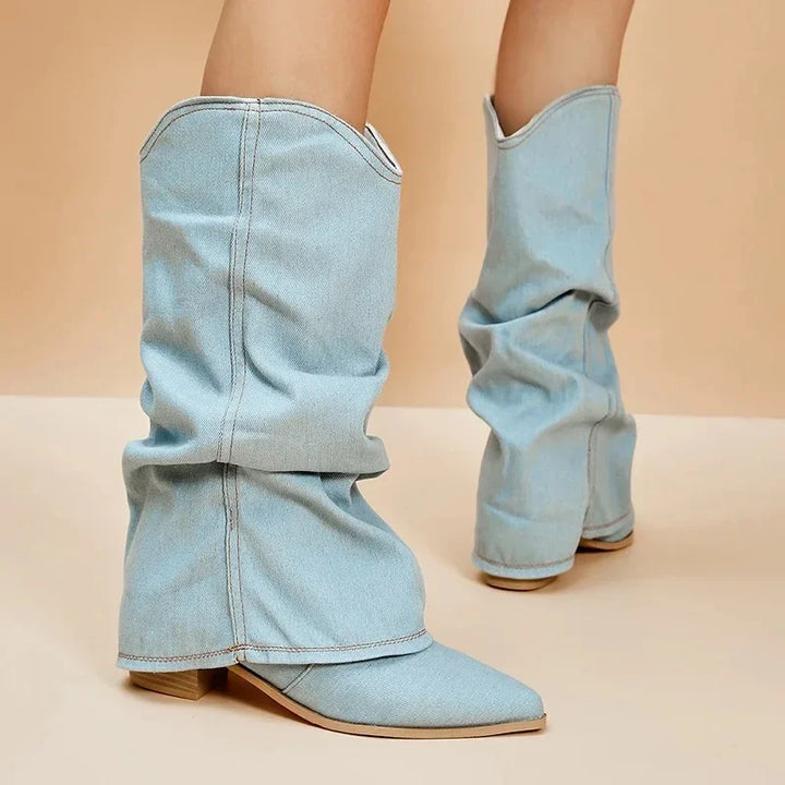 Selora Denim Pointed Western Boot