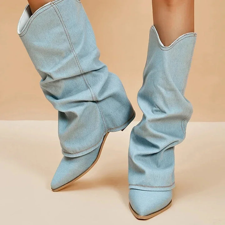 Selora Denim Pointed Western Boot