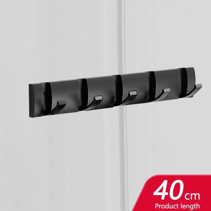 Rovelli black wall-mounted 5-hook rack, 40 cm length, on light wall background.