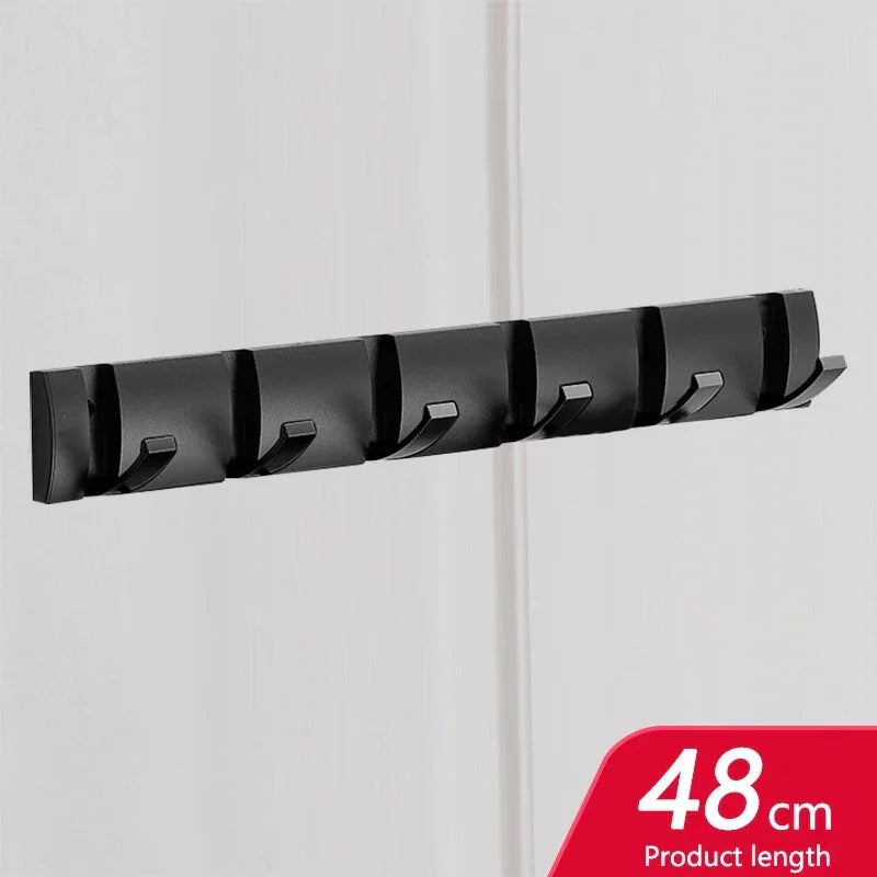 Rovelli black wall-mounted coat rack with six hooks, 48cm length, modern design