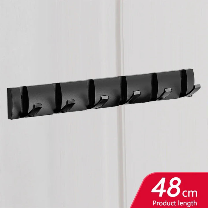 Rovelli black wall-mounted coat rack with six hooks, 48cm length, modern design