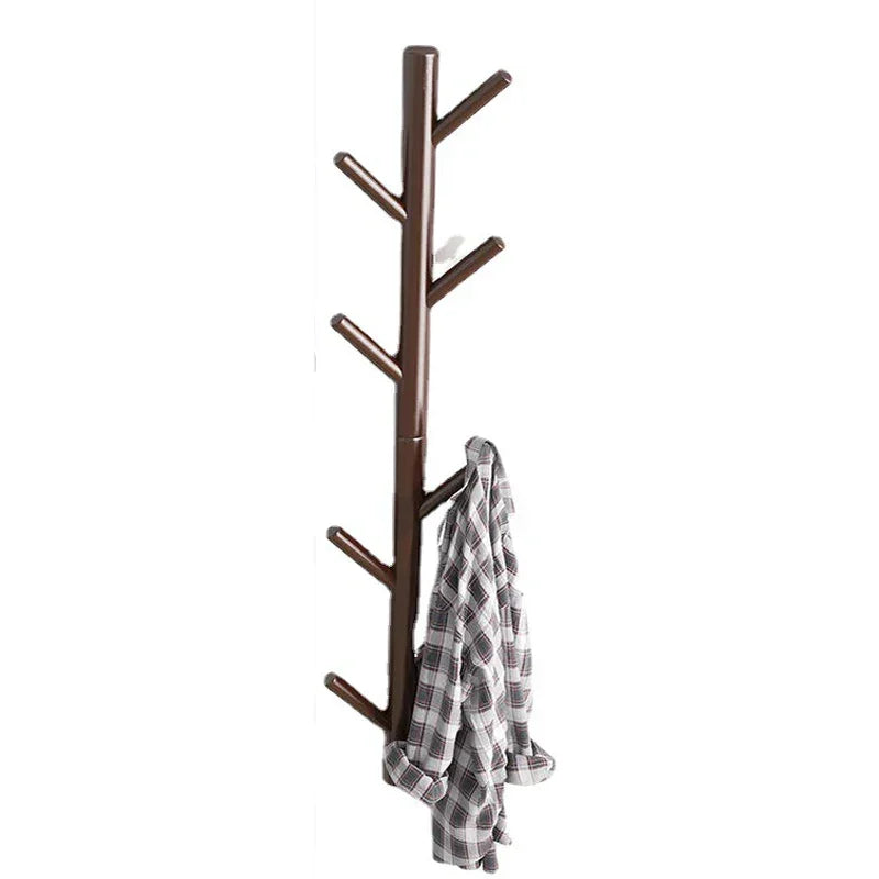 Brown wall-mounted coat rack with plaid shirt hanging, Rovelli home decor