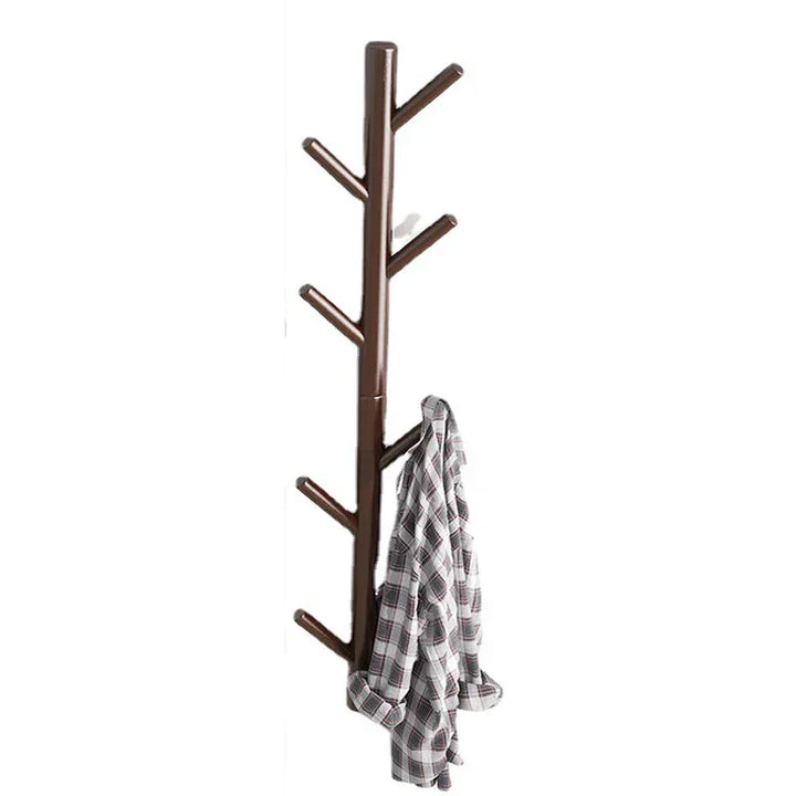 Brown wall-mounted coat rack with plaid shirt hanging, Rovelli home decor