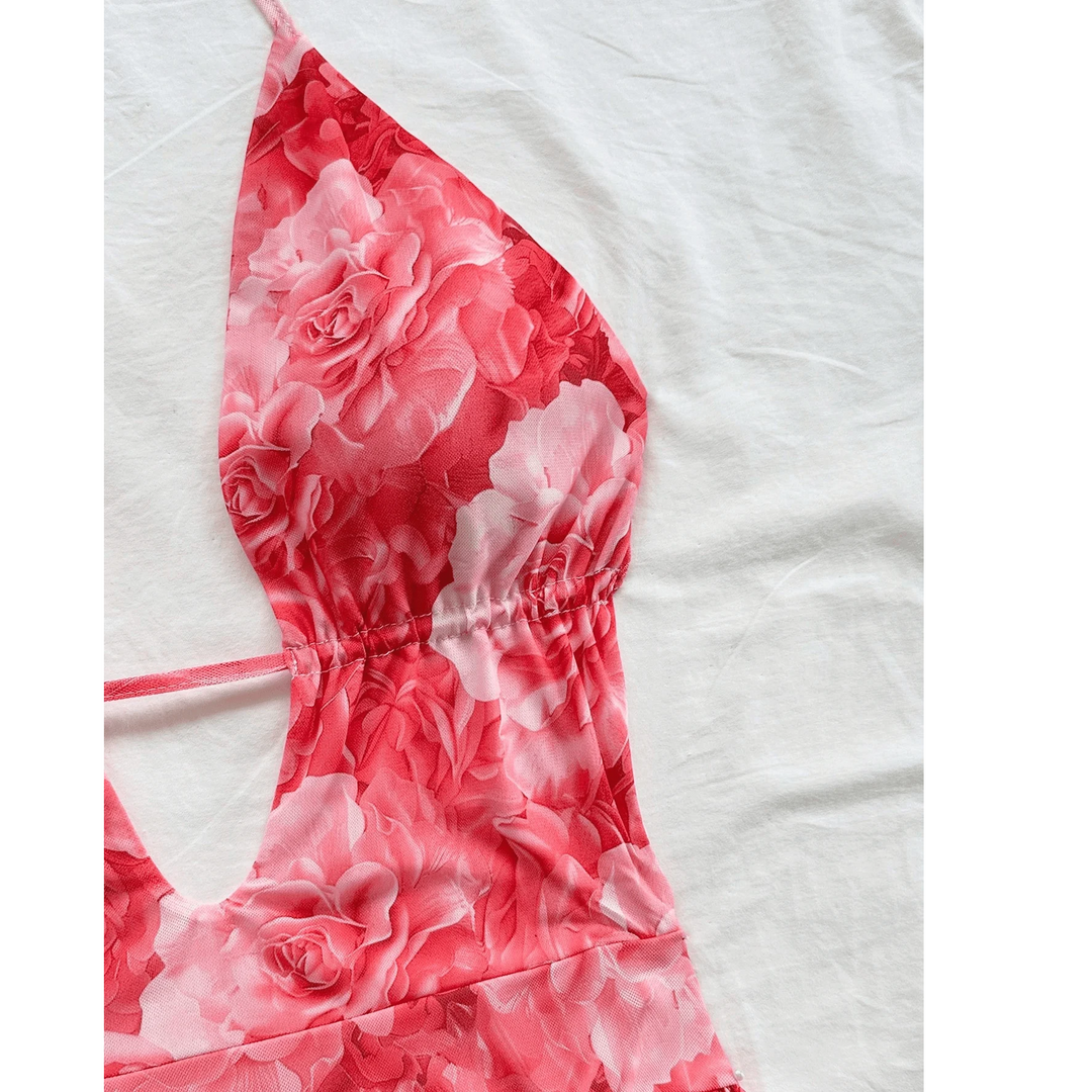 Sienna Floral-Print Plunge Mini Dress