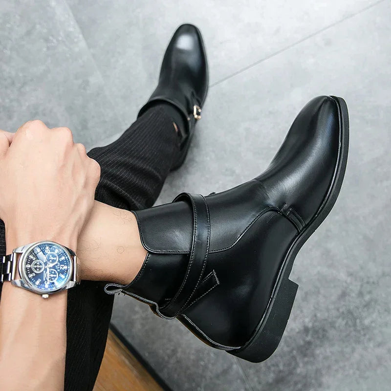 Taviano Leather Polished Ankle Boots
